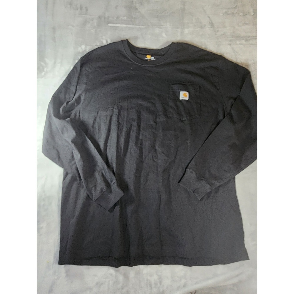 Carhartt Men Shirt 2XL Black K126 Original Fit Cotton Logo Long Sleeve